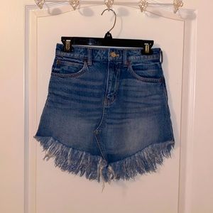 We the Free (Free People) Frayed Bailey Denim Mini Skirt